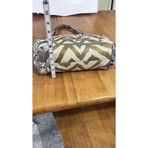 COACH GOLD IVORY ZEBRA RAFFIA STRAW TOTE SHOULDER BAG LIMITED EDITION - Picture 6 of 12